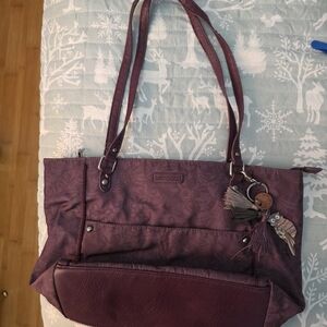 Sakroots Plum Shoulder Bag with Charm